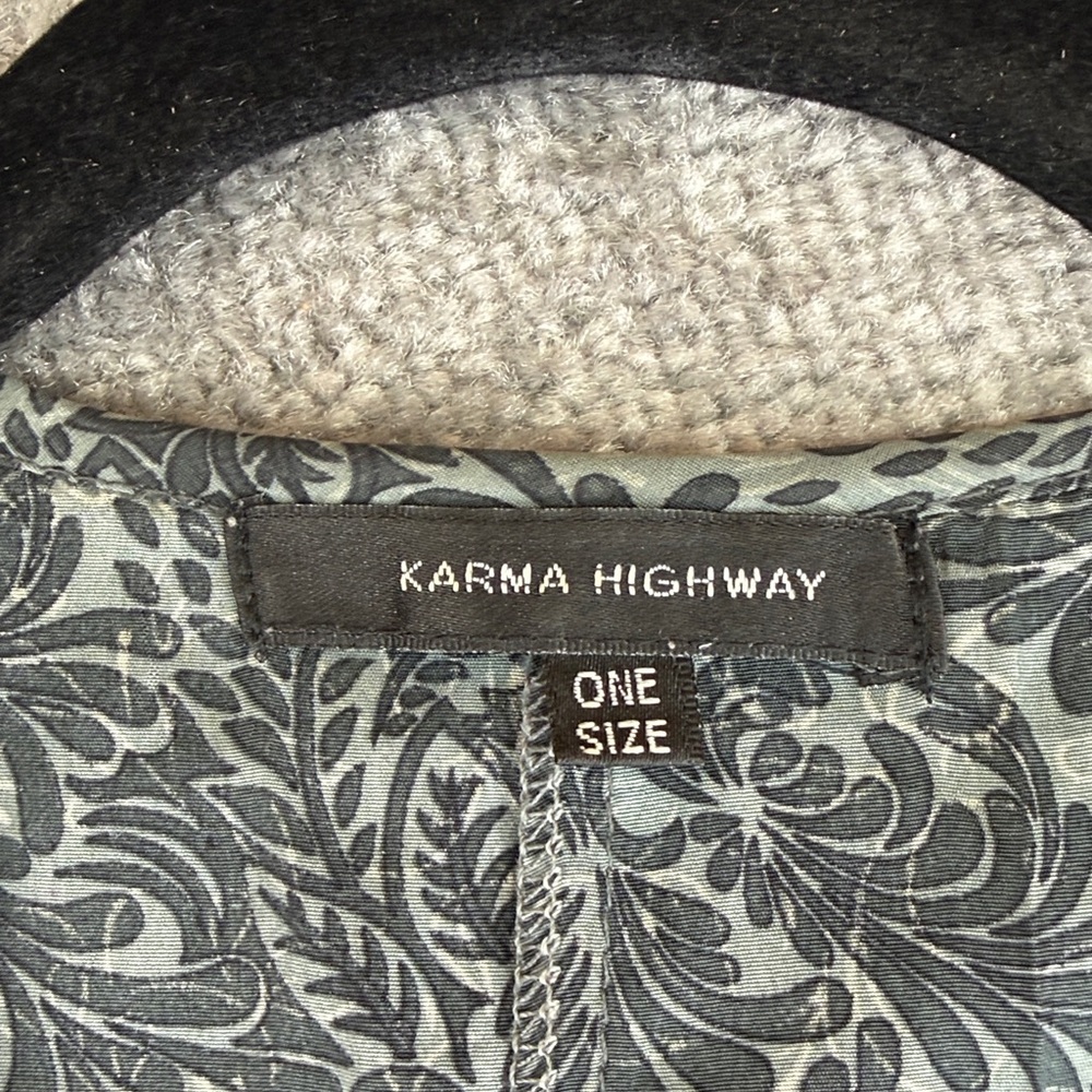 Karma Highway Floral Short Sleeve Kimono Dress Orange Gray Womens OS Boho Hippie - Picture 9 of 10